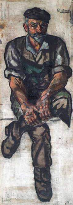 Karl Hoffmann, Ruhender Arbeiter, 1930, Öl auf Leinwand, 186 x 71 cm, Belvedere, Wien, Inv.-Nr. ...