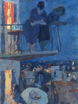 Fred Hartig, Die Balkone, undatiert, Öl auf Leinwand, 84,5 x 64 cm, Artothek des Bundes, Dauerl ...