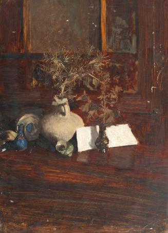 Alexander Rothaug, Stillleben mit Disteln, um 1895, Öl auf Leinwand, rahmenlos: 48 × 35 × 2 cm, ...
