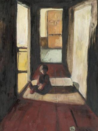 Robert F. Hammerstiel, Knabe im Korridor, 1976, Öl auf Hartfaserplatte, 81 x 61 cm, Artothek de ...