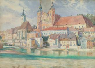 Richard Harlfinger, Michaelerkirche in Steyr, 1917, Aquarell auf Karton, 67 x 94 cm, Belvedere, ...