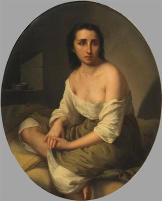 Fortunato Bello, Eine Wahnsinnige, 1856, Öl auf Leinwand, hochoval: 102 × 82 cm, Belvedere, Wie ...