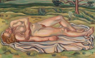 Irma Lang-Scheer, Weiblicher liegender Akt, 1942, Öl auf Holz, 81 x 130 cm, Belvedere, Wien, In ...