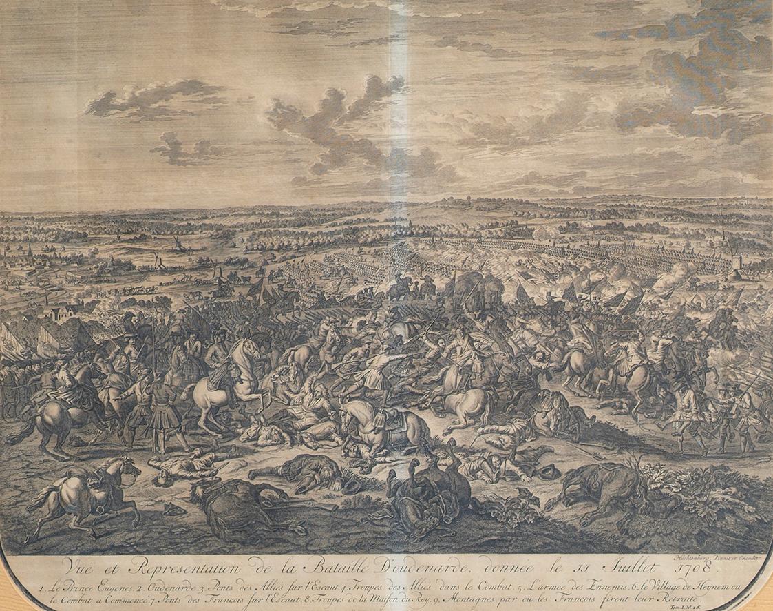 Jan van Huchtenburgh, Die Schlacht bei Oudenaarde am 11. Juli 1708, 1729, Kupferstich, 53 x 61  ...