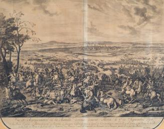 Jan van Huchtenburgh, Die Schlacht bei Turin am 7. September 1706, 1729, Kupferstich, 53 x 61 c ...