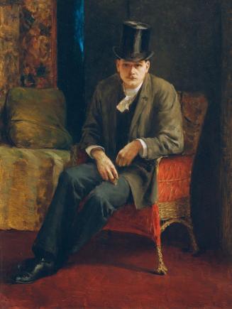 Josef Engelhart, Selbstporträt mit Zylinder, 1892, Öl auf Holz, 61 x 46,5 cm, Belvedere, Wien,  ...