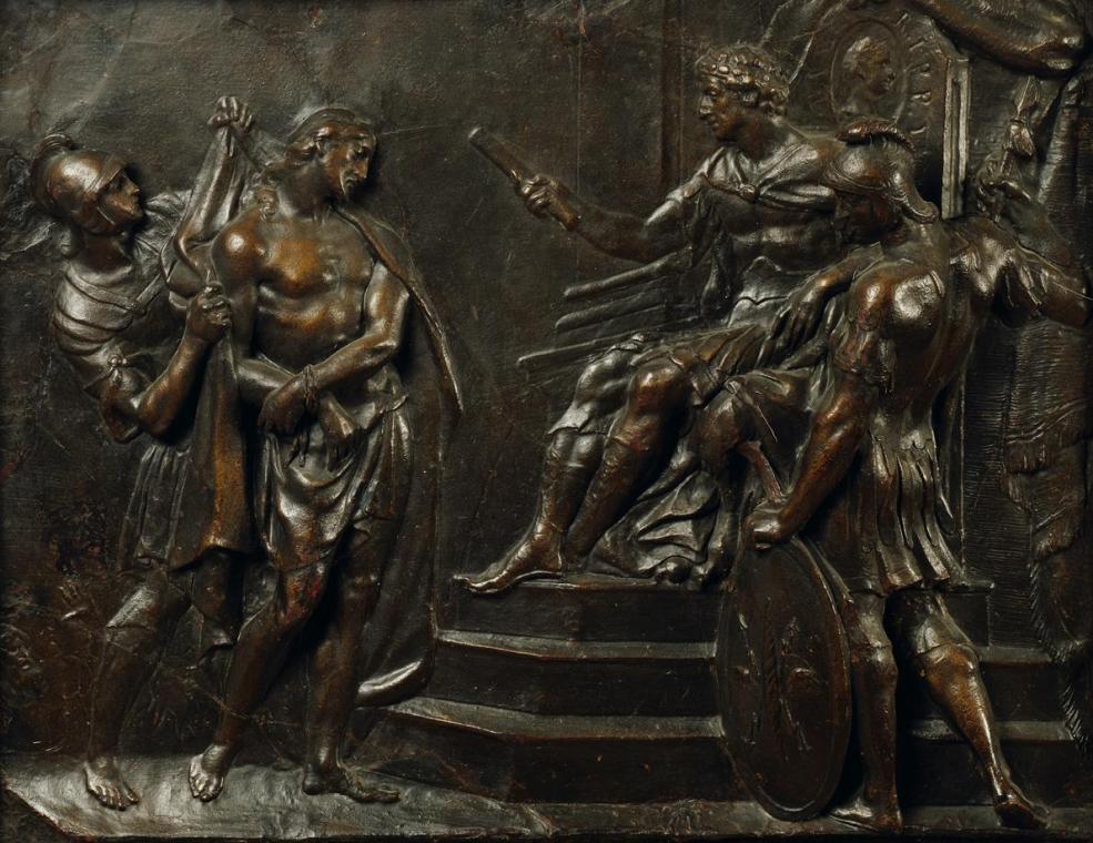 Georg Raphael Donner, Christus vor Pilatus, um 1735/1736, Rotes Wachs, bronzefarben bemalt, 44, ...