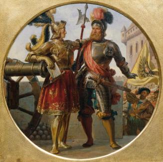 Karl von Blaas, Kaiser Maximilian I. Georg von Frundsberg, 1868, Öl auf Leinwand, 44 x 44 cm, B ...