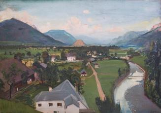 Ernst Huber, Landschaft bei Zinkenbach am Wolfgangsee, 1932, Öl auf Leinwand, 95 x 135 cm, Belv ...