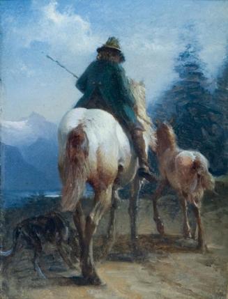Friedrich August Mathias Gauermann, Die Heimkehr, Öl auf Holz, 15,2 x 11 cm, Wien, Belvedere, I ...
