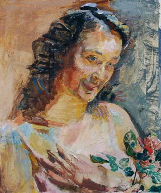 Franz Wiegele, Stephanie Maurer ("Rosenbild"), um 1932, Öl auf Leinwand, 55,6 × 46,4 cm, Belved ...