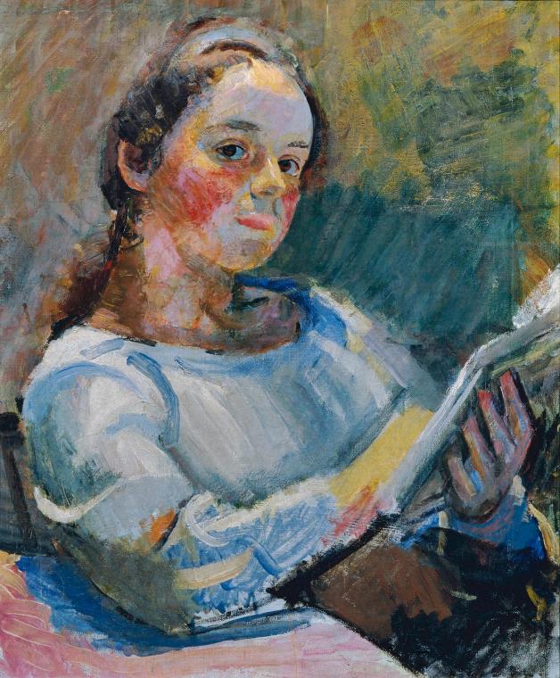 Franz Wiegele, Lesendes Mädchen, um 1920, Öl auf Leinwand, 55,5 x 46 cm, Belvedere, Wien, Inv.- ...