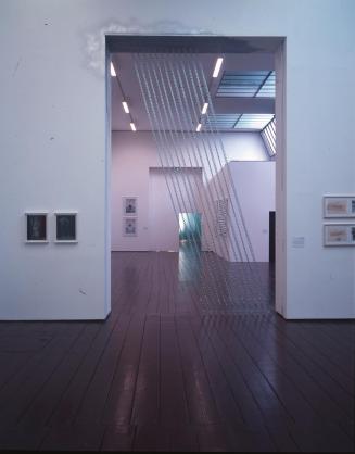 Ugo Rondinone, Regen, 2005, Stahlkette, doppelreihig, Farbe an Wand, 449 x 228 x 11 cm, Belvede ...