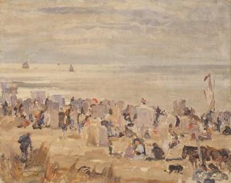 Max Clarenbach, Am Strand, 1925, Öl auf Karton, 35 x 43,5 cm, Belvedere, Wien, Inv.-Nr. 8970