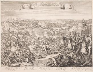 Unbekannter Stecher, Flugblatt auf die Schlacht bei Luzzara im Jahr 1702, Kupferstich, Blattmaß ...