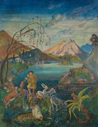 Oskar Laske, Orpheus unter den Tieren, 1926, Tempera auf Leinwand, 71,5 x 56,5 cm, Belvedere, W ...