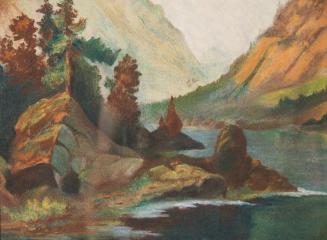 Robert Herrmann, Fluss in einem Felsental, 1914, Pastell auf Papier, 17,5 x 24 cm, Belvedere, W ...