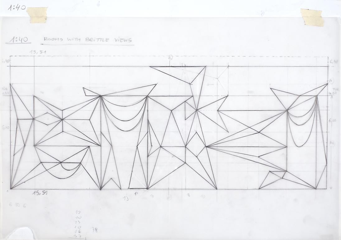 Julian Göthe, Rooms with brittle views, 2009, Auf Transparentpapier, 29,7 x 42 cm, Belvedere, W ...