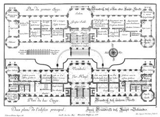 Salomon Kleiner, Zweij Grundrisse deß Haupt Gebäudes, 1731, Radierung, Plattenmaße: 28,6 x 39,2 ...