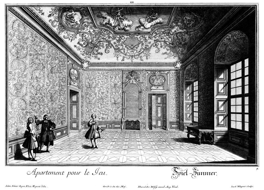 Salomon Kleiner, Spiel-Zimmer, 1734, Radierung, Plattenmaße: 28,3 x 39,3 cm, Belvedere, Wien, I ...
