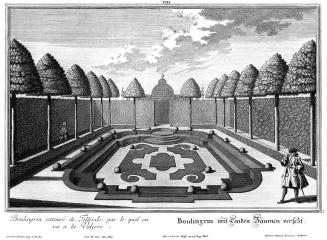 Salomon Kleiner, Boulingrin mit Linden-Bäumen versezt, 1737, Radierung, Plattenmaße: 29,2 x 39, ...