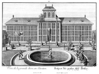 Salomon Kleiner, Prospect des großen Glas-Haußes, 1738, Radierung, Plattenmaße: 28,6 x 38 cm, B ...