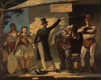 Honoré Daumier, Die Gaukler, um 1860/1865, Öl auf Leinwand, 37,5 x 45,5 cm, Belvedere, Wien, In ...