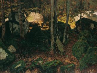 Carl Schuch, Waldinneres bei Saut du Doubs, um 1887, Öl auf Leinwand, 150 x 200 cm, Belvedere,  ...