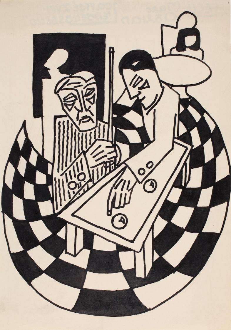 Marc Adrian, Illustration zu Gustav Meyrink, Der Golem, 1950, Bleistift und Tusche auf Papier;  ...