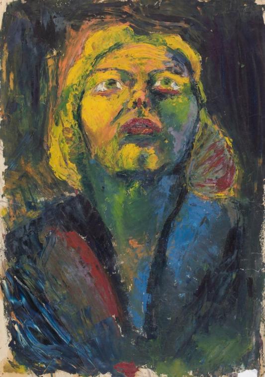 Marc Adrian, Frauenbildnis, um 1950, Öl auf Papier, 60 x 42,5 cm, Belvedere, Wien, Inv.-Nr. 100 ...
