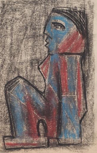 Marc Adrian, Studie zu einer Skulptur, Kohle und Buntstift auf Papier, 22,6 x 14,6 cm, Belveder ...