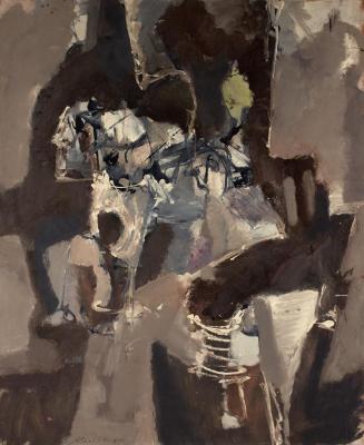 Karl Kreutzberger, Aufbruch, um 1956, Öl auf Hartfaserplatte, 110 x 90 cm, Belvedere, Wien, Inv ...