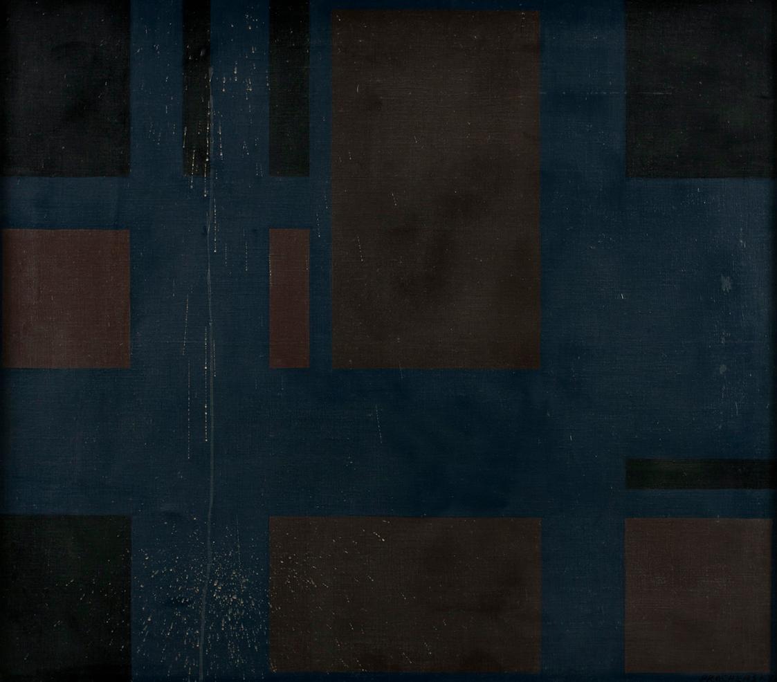 Markus Prachensky, Dunkle Komposition, um 1954, Öl auf Leinwand, 85 x 99 cm, Artothek des Bunde ...
