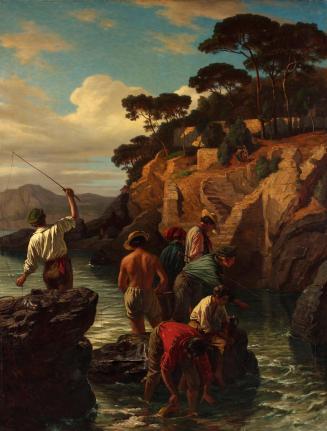 Friedrich Alois Schönn, An der genuesischen Küste, 1873, Öl auf Leinwand, 170 x 125 cm, Belvede ...
