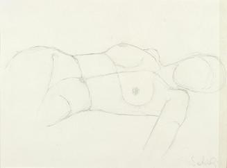 Josefine Sokole, Liegender weiblicher Akt, 1970, Bleistift auf Papier, 21 x 26,8 cm, Belvedere, ...