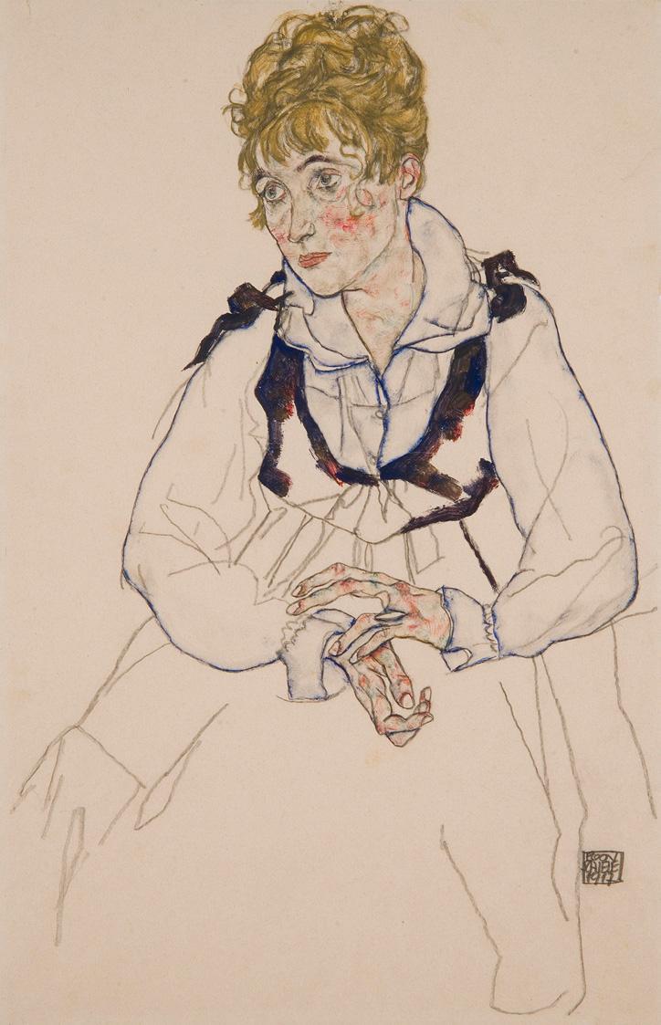 Egon Schiele, Die Frau des Künstlers, sitzend, 1917, Gouache auf Papier, 45,5 x 29,7 cm, Belved ...
