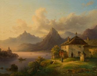 Edmund Mahlknecht, Landschaft mit Bergsee, 1849, Öl auf Leinwand, 63,5 x 79 cm, Belvedere, Wien ...