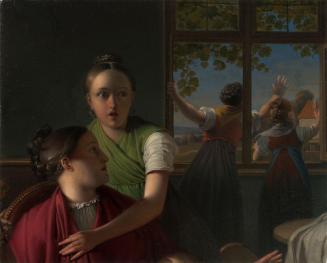 Johann Peter Krafft, Vier Mädchen in einem Zimmer, 1816-1819, Öl auf Papier auf Leinwand, 28,4  ...