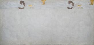 Gustav Klimt, Beethovenfries: Beethovenfries: Die Sehnsucht nach Glück - Tafel 1, linke Langwan ...