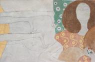 Gustav Klimt, Beethovenfries: Die Künste, Paradieschor und Umarmung - Tafel 8, rechte Langwand, ...
