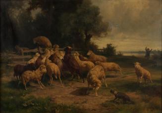 Ernst Adolph Meissner, Schafe, 1870, Öl auf Leinwand, 70 x 100 cm, Belvedere, Wien, Inv.-Nr. 87