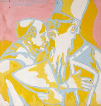 Otto Muehl, Paul VI. und Athenagoras, 1968, Öl auf Hartfaserpaltte, 88 x 85 cm, Dauerleihgabe E ...