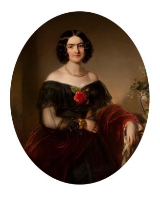 Unbekannter Künstler, Hofburgschauspielerin Regine Lieder, um 1850, Öl auf Leinwand, 111 x 89 c ...