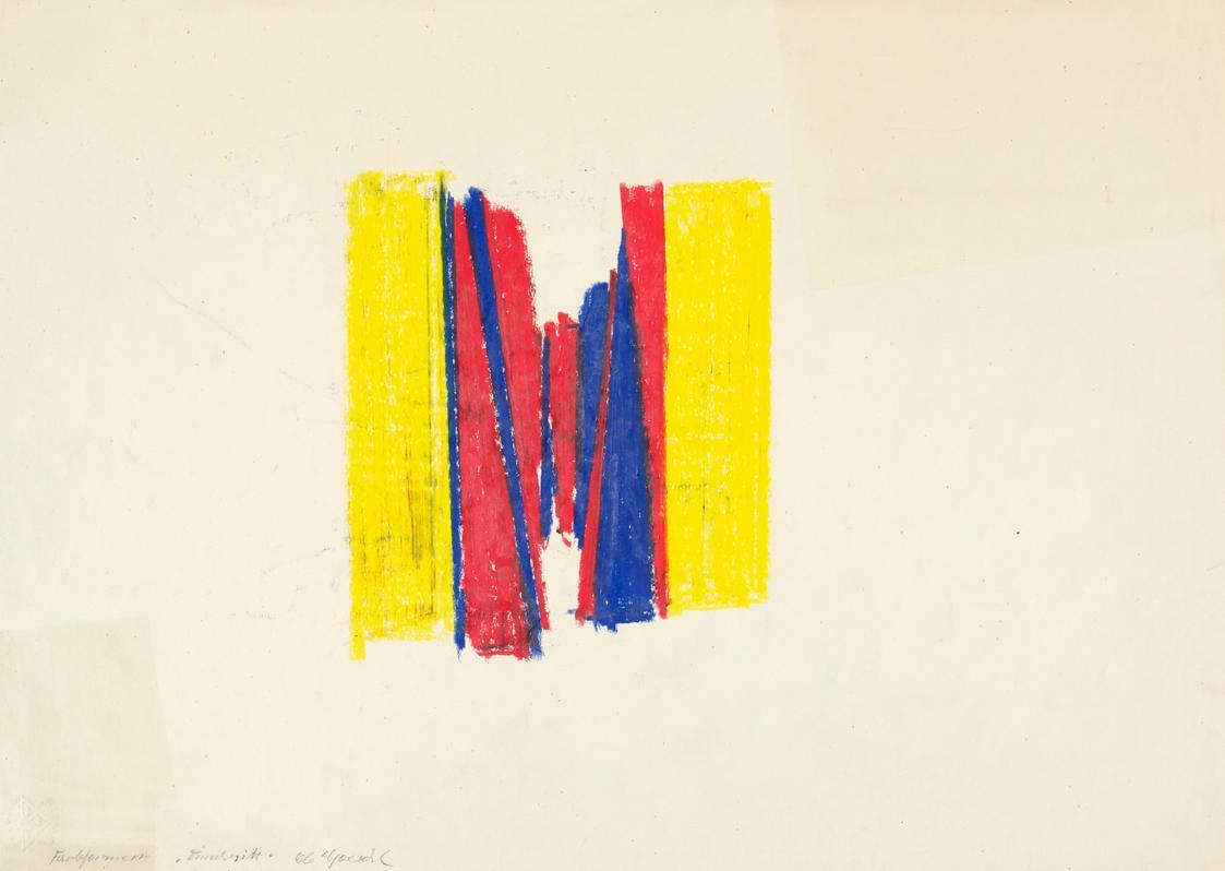 Roland Goeschl, Farbformen "Einschnitt", 1966, Fettkreide auf Papier, 31,2 x 44,2 cm, Belvedere ...