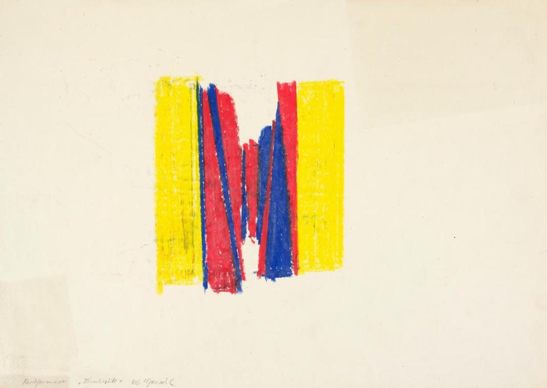Roland Goeschl, Farbformen "Einschnitt", 1966, Fettkreide auf Papier, 31,2 x 44,2 cm, Belvedere ...