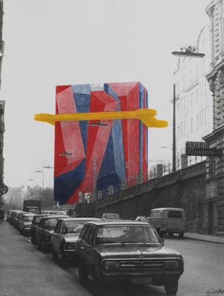 Roland Goeschl, Flakturmbemalung, 1972, Buntstift auf S/W Fotografie, 39,1 × 29,7 cm, Belvedere ...