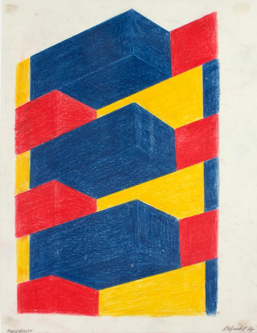 Roland Goeschl, Farbraum, 1977, Fettkreide auf Seidenpapier, 26,8 × 20,5 cm, Belvedere, Wien, I ...