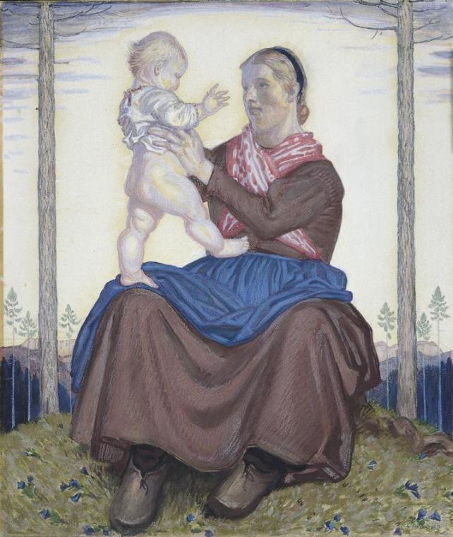 Ferdinand Andri, Mutterglück, 1911, Pastell auf Papier, 71 x 60,7 cm, Belvedere, Wien, Inv.-Nr. ...