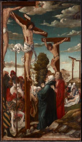Nachfolge des Lucas Cranach d. Ä., Kreuzigung Christi, Donauraum (?) um 1520, Malerei auf Holz, ...