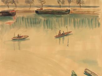 Franz Blum, Schiffe auf der Seine bei Paris, 1939, Aquarell auf Papier, 47,2 x 64,7 cm, Belvede ...